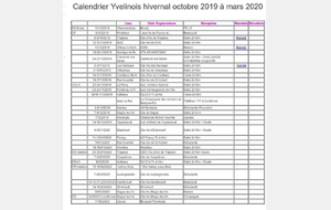 Calendrier hivernal 2019-2020