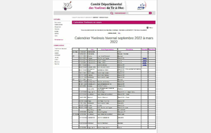 Calendrier hivernal 2021 - 2022