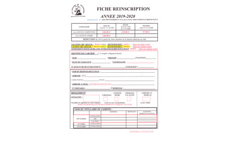 Bulletin de réinscription 2019-2020